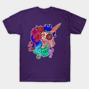 Halloween Unicorn Sugar Skull style T-Shirt